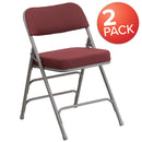 2 Pack SINGLEWAVE Series Premium Curved Triple Braced & Double Hinged Burgundy Fabric Metal Folding Chair
