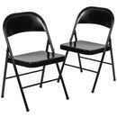 2 Pack SINGLEWAVE Series Double Braced Black Metal Folding Chair