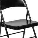 2 Pack SINGLEWAVE Series Double Braced Black Metal Folding Chair
