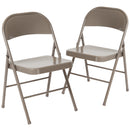2 Pack SINGLEWAVE Series Double Braced Gray Metal Folding Chair