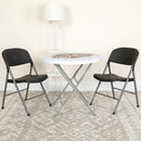2 Pack SINGLEWAVE Series 330 lb. Capacity Black Plastic Folding Chair with Charcoal Frame