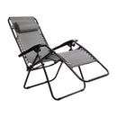 Adjustable Folding Mesh Zero Gravity Reclining Lounge Chair with Pillow and Cup Holder Tray in Gray, Set of 2