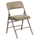 2 Pack SINGLEWAVE Series Curved Triple Braced & Double Hinged Beige Vinyl Metal Folding Chair