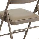 2 Pack SINGLEWAVE Series Curved Triple Braced & Double Hinged Beige Vinyl Metal Folding Chair