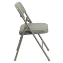 2 Pack SINGLEWAVE Series Curved Triple Braced & Double Hinged Gray Vinyl Metal Folding Chair