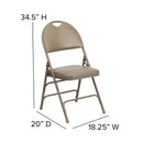 2 Pack SINGLEWAVE Series Ultra-Premium Triple Braced Beige Vinyl Metal Folding Chair with Easy-Carry Handle