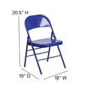 2 Pack SINGLEWAVE COLORBURST Series Cobalt Blue Triple Braced & Double Hinged Metal Folding Chair