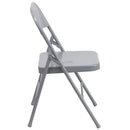 2 Pack SINGLEWAVE Series Triple Braced & Double Hinged Gray Metal Folding Chair