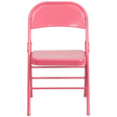 2 Pack SINGLEWAVE COLORBURST Series Bubblegum Pink Triple Braced & Double Hinged Metal Folding Chair