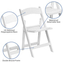 SINGLEWAVE™ Folding Chair - White Resin - 2 Pack 1000LB Weight Capacity Comfortable Event Chair - Light Weight Folding Chair