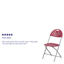 2 Pack SINGLEWAVE Series 650 lb. Capacity Burgundy Plastic Fan Back Folding Chair