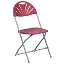 2 Pack SINGLEWAVE Series 650 lb. Capacity Burgundy Plastic Fan Back Folding Chair