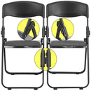 2 Pack SINGLEWAVE Series 500 lb. Capacity Heavy Duty Black Plastic Folding Chair with Built-in Ganging Brackets