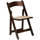 2 Pack SINGLEWAVE Series Fruitwood Wood Folding Chair with Vinyl Padded Seat
