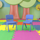 2 Pack Blue Plastic Stackable School Chair with 12" Seat Height