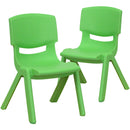 2 Pack Green Plastic Stackable School Chair with 10.5'' Seat Height