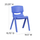 2 Pack Blue Plastic Stackable School Chair with 13.25" Seat Height