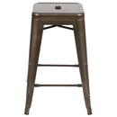 24" High Metal Counter-Height, Indoor Bar Stool in Gun Metal Gray - Stackable Set of 4
