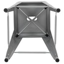 24" High Metal Counter-Height, Indoor Bar Stool in Silver - Stackable Set of 4