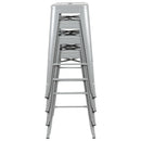 30" High Metal Indoor Bar Stool in Silver - Stackable Set of 4