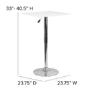 23.75'' Square Adjustable Height White Wood Table (Adjustable Range 33'' - 40.5'')