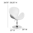 SINGLEWAVE Trestron Series White LeatherSoft Side Reception Chair with Adjustable Height Seat