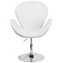 SINGLEWAVE Trestron Series White LeatherSoft Side Reception Chair with Adjustable Height Seat