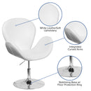 SINGLEWAVE Trestron Series White LeatherSoft Side Reception Chair with Adjustable Height Seat