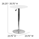 23.75'' Round Adjustable Height White Wood Table (Adjustable Range 26.25'' - 35.75'')