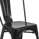 Commercial Grade 23.75" Square Black Metal Indoor-Outdoor Table Set with 2 Stack Chairs