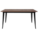 30.25" x 60" Rectangular Black Metal Indoor Table with Walnut Rustic Wood Top