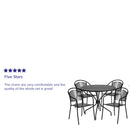 Commercial Grade 35.25" Round Black Indoor-Outdoor Steel Patio Table Set with 4 Round Back Chairs