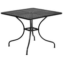 Commercial Grade 35.5" Square Black Indoor-Outdoor Steel Patio Table Set with 2 Square Back Chairs