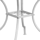 Commercial Grade 35.5" Square White Indoor-Outdoor Steel Patio Table with Umbrella Hole