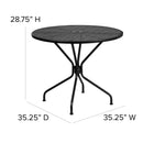 Commercial Grade 35.25" Round Black Indoor-Outdoor Steel Patio Table with Umbrella Hole