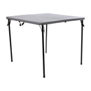 2.83-Foot Square Bi-Fold Gray Plastic Folding Table with Carrying Handle