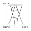 2.6-Foot Round Granite White Plastic Bar Height Folding Table