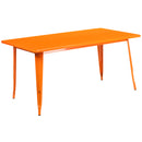 Commercial Grade 31.5" x 63" Rectangular Orange Metal Indoor-Outdoor Table