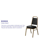 SINGLEWAVE Series Trapezoidal Back Stacking Banquet Chair in Black Vinyl - Gold Frame