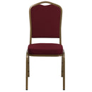 SINGLEWAVE Series Crown Back Stacking Banquet Chair in Burgundy Fabric - Gold Frame