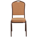 SINGLEWAVE Series Crown Back Stacking Banquet Chair in Light Brown Fabric - Copper Vein Frame