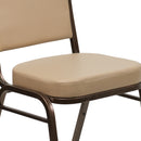 SINGLEWAVE Series Crown Back Stacking Banquet Chair in Tan Vinyl - Copper Vein Frame