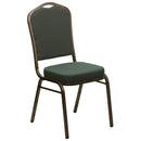 SINGLEWAVE Series Crown Back Stacking Banquet Chair in Green Patterned Fabric - Gold Vein Frame