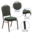 SINGLEWAVE Series Crown Back Stacking Banquet Chair in Green Patterned Fabric - Gold Vein Frame