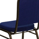 SINGLEWAVE Series Crown Back Stacking Banquet Chair in Navy Blue Patterned Fabric - Gold Vein Frame