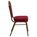 SINGLEWAVE Series Crown Back Stacking Banquet Chair in Burgundy Fabric - Gold Vein Frame