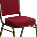 SINGLEWAVE Series Crown Back Stacking Banquet Chair in Burgundy Fabric - Gold Vein Frame
