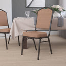 SINGLEWAVE Series Crown Back Stacking Banquet Chair in Gold Diamond Patterned Fabric - Gold Vein Frame