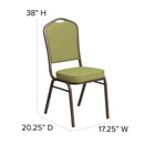 SINGLEWAVE Series Crown Back Stacking Banquet Chair in Moss Fabric - Gold Vein Frame