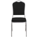 SINGLEWAVE Series Crown Back Stacking Banquet Chair in Black Fabric - Silver Frame